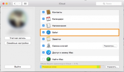 Настройка общих вкладок iCloud на Mac OS X